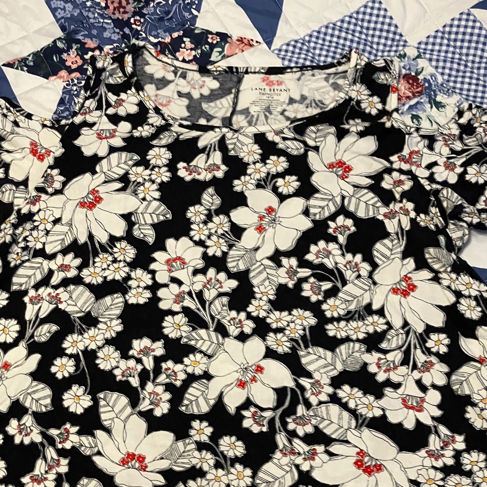 Lane Bryant Black Floral Tunic